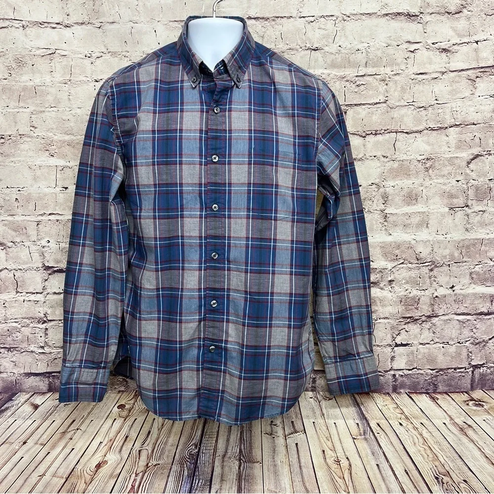 J.Crew Blue Check Slim Button Down Long Sleeve Shirt